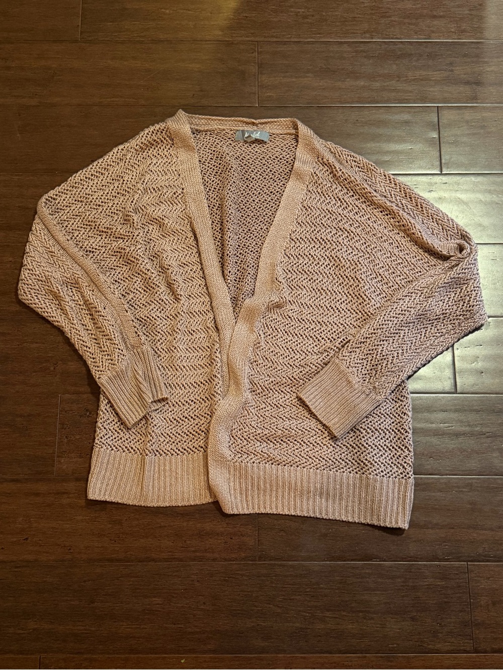Marled Dusty Rose Open-Knit Women's Cardigan